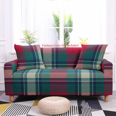 Printed Sofa Slipcover - Checks Red Green