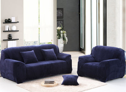 Plush Sofa Slipcover - Dark Blue