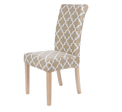 Printed Elastic Chair Cover - Beige Diamond