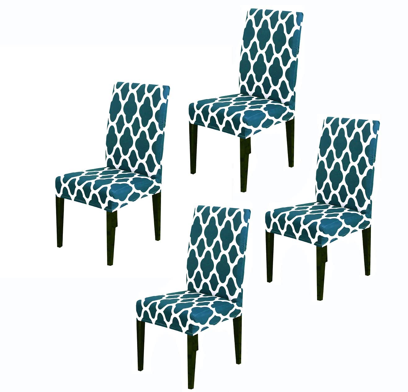 Elastic Chair Cover -Teal Diamond