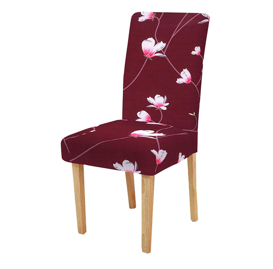 Elastic Chair Cover - Wine Flower